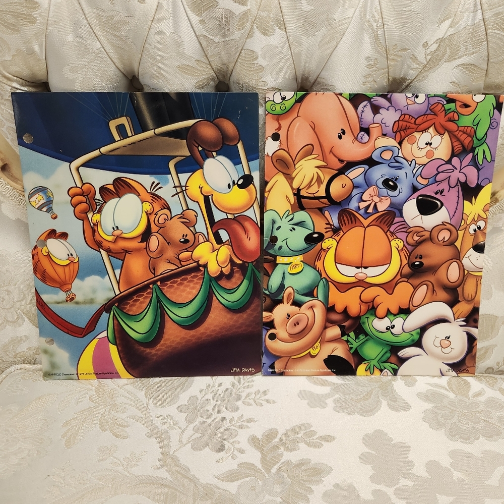 Vintage Y2K Garfield Portfolio 2 pocket Folders Jim Davis retro vintage